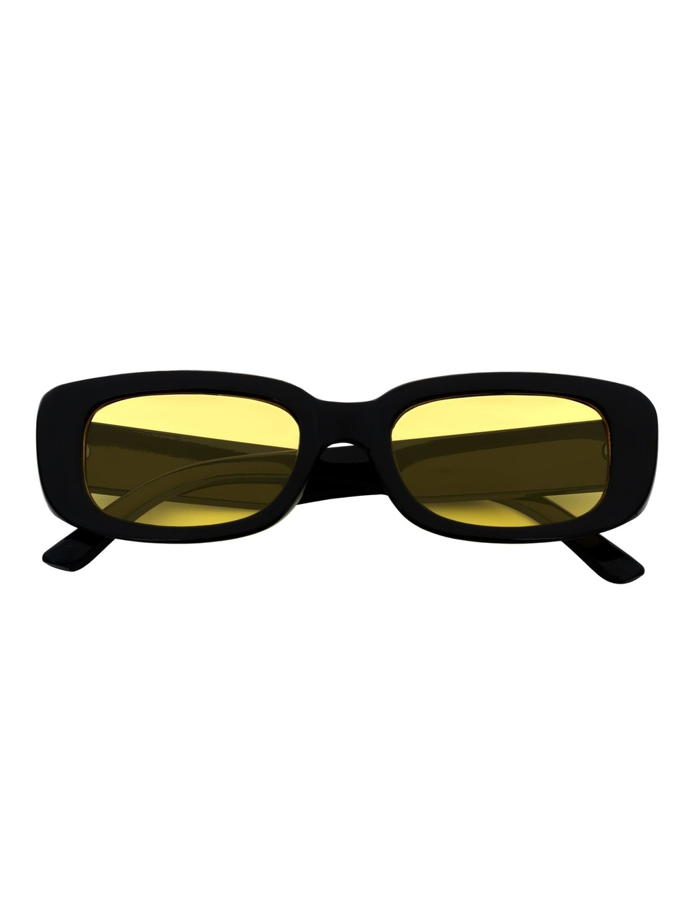 SLIM - Small Rectangle Sunglasses Black Yellow Night Driving
